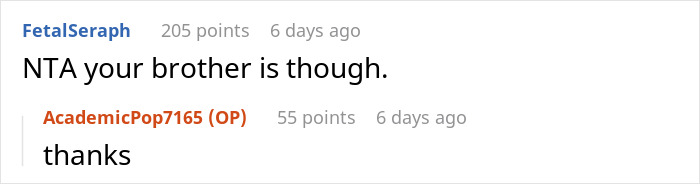 "[Am I The Jerk] For Walking Out Of The Room After My Brother Told Me The Name Of His Baby?"