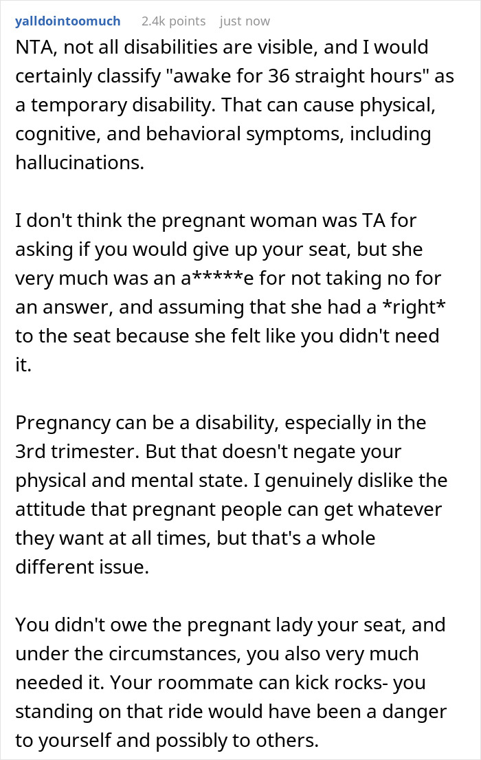 Drama Unfolds When Woman After 36-Hour Shift Refuses To Give Up Seat For A Pregnant Woman Drama Unfolds When Woman After 36-Hour Shift Refuses To Give Up Seat For A Pregnant Woman