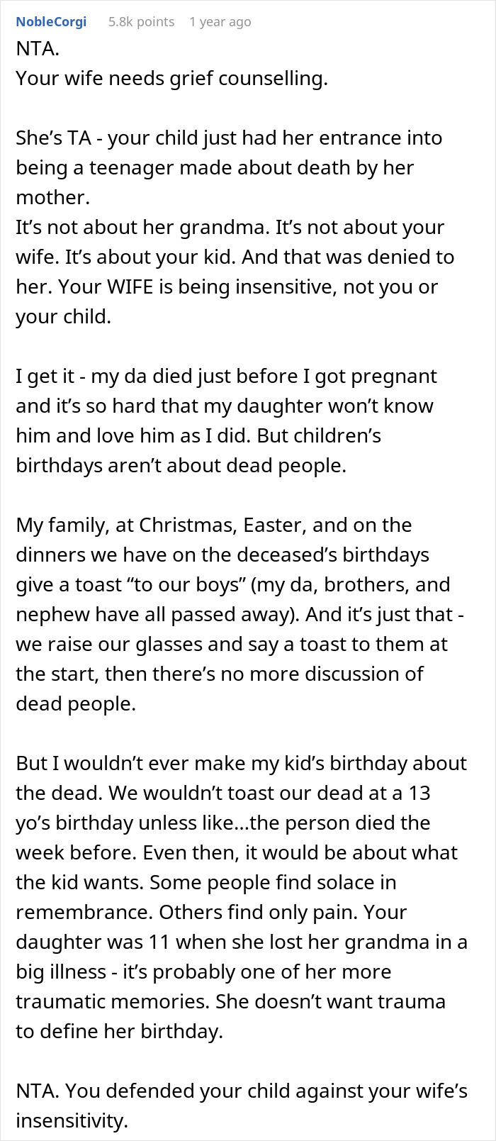 Woman Interrupts Daughter&rsquo;s 13th B-Day To Grieve Her Grandma, Husband Tells Her She Has To Stop