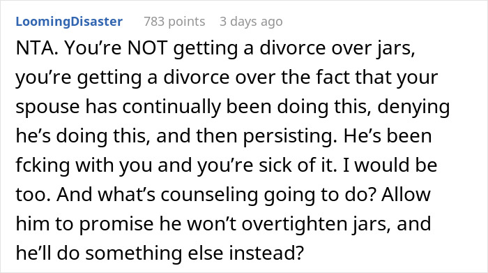 Woman Decides On Divorce After Suffering Husband's Lid Quirk For 5 Years