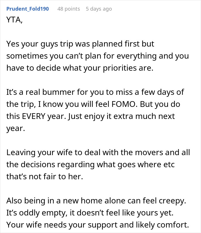 Guy Expects Wife To Handle House Move Alone Because He Booked A Guys' Trip In Advance Guy Expects Wife To Handle House Move Alone Because He Booked A Guys' Trip In Advance