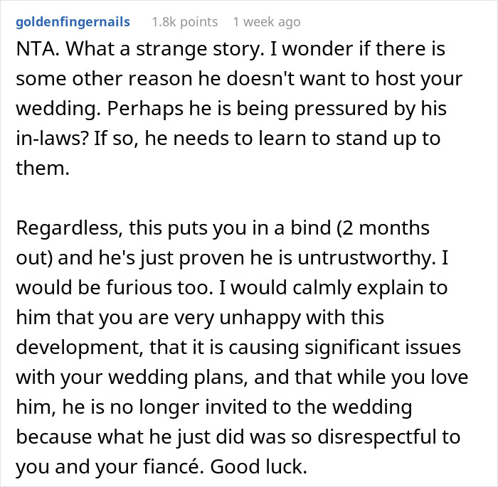 Guy Pulls The Plug On Hosting Backyard Wedding For Sister After He Listens To Friend's Superstitions Guy Pulls The Plug On Hosting Backyard Wedding For Sister After He Listens To Friend's Superstitions