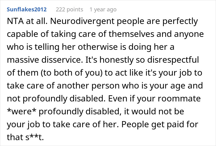 Family Enraged After Roommate Refuses To Be A Caretaker For Their Perfectly Capable Autistic Daughter Family Enraged After Roommate Refuses To Be A Caretaker For Their Perfectly Capable Autistic Daughter