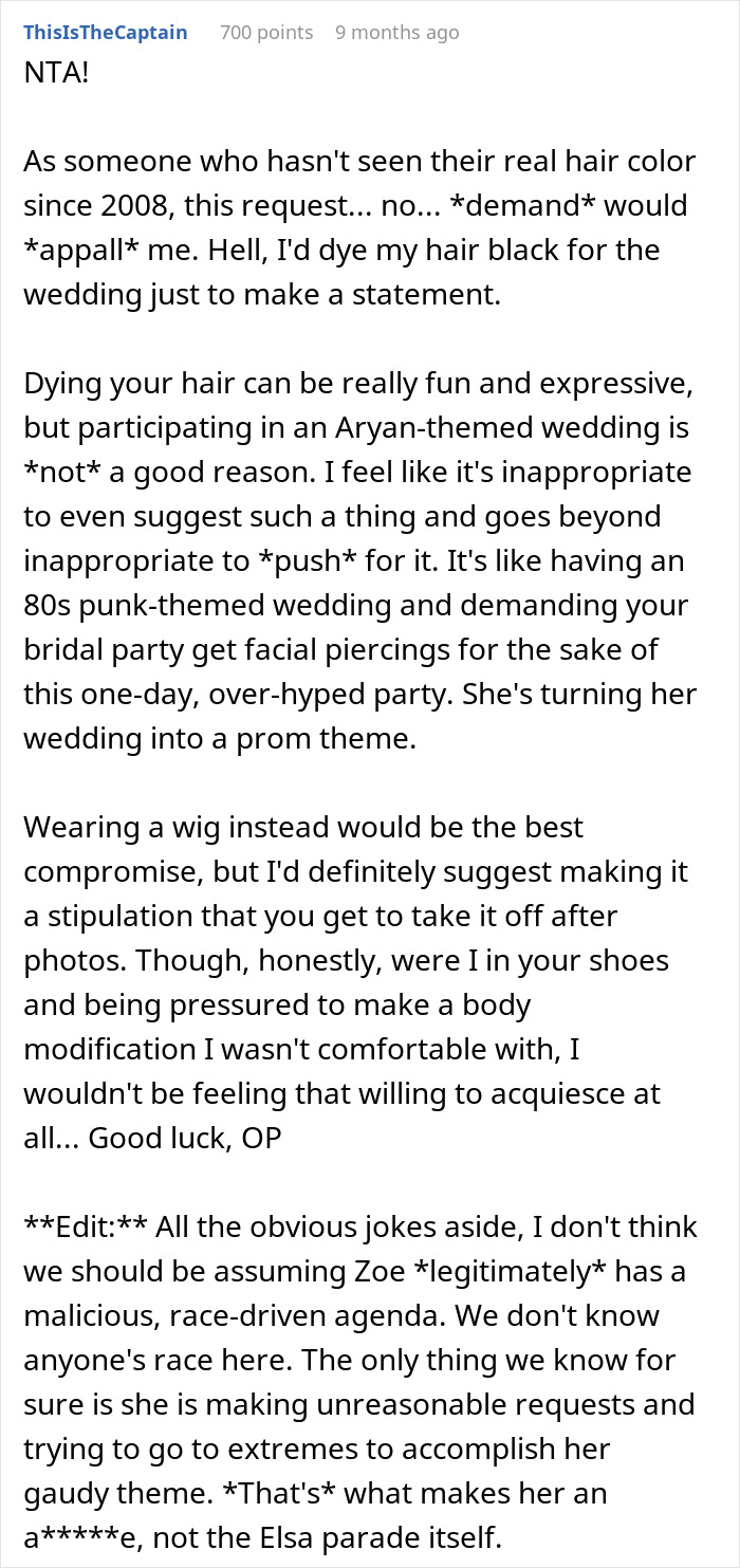 Couple Breaks Up After Bride Changes Her Mind About Making The Bridal Party Bleach Their Hair