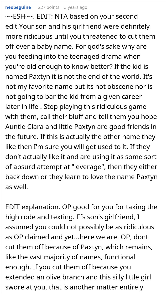 Son&rsquo;s GF Calls Mom An &lsquo;Evil B&rsquo; For Refusing To Rename Her Baby, She Stops Giving Him Money