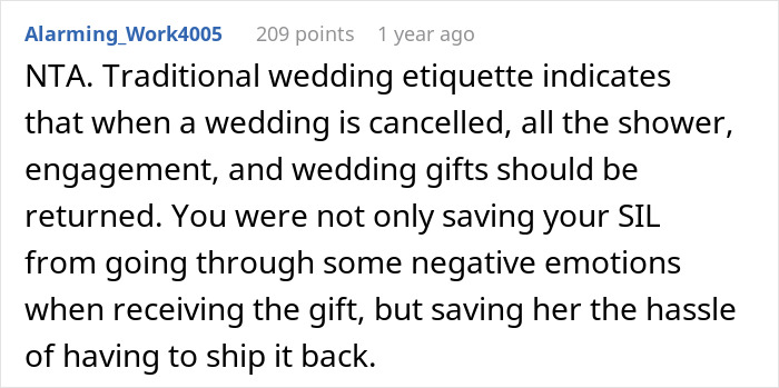 "AITA For Canceling A Wedding Gift When The Wedding Was Canceled?" "AITA For Canceling A Wedding Gift When The Wedding Was Canceled?"