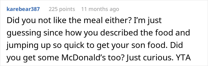 &ldquo;[Am I The Jerk] For Leaving Dinner To Get My Son McDonald's, Even Though Food Was Served?&rdquo;