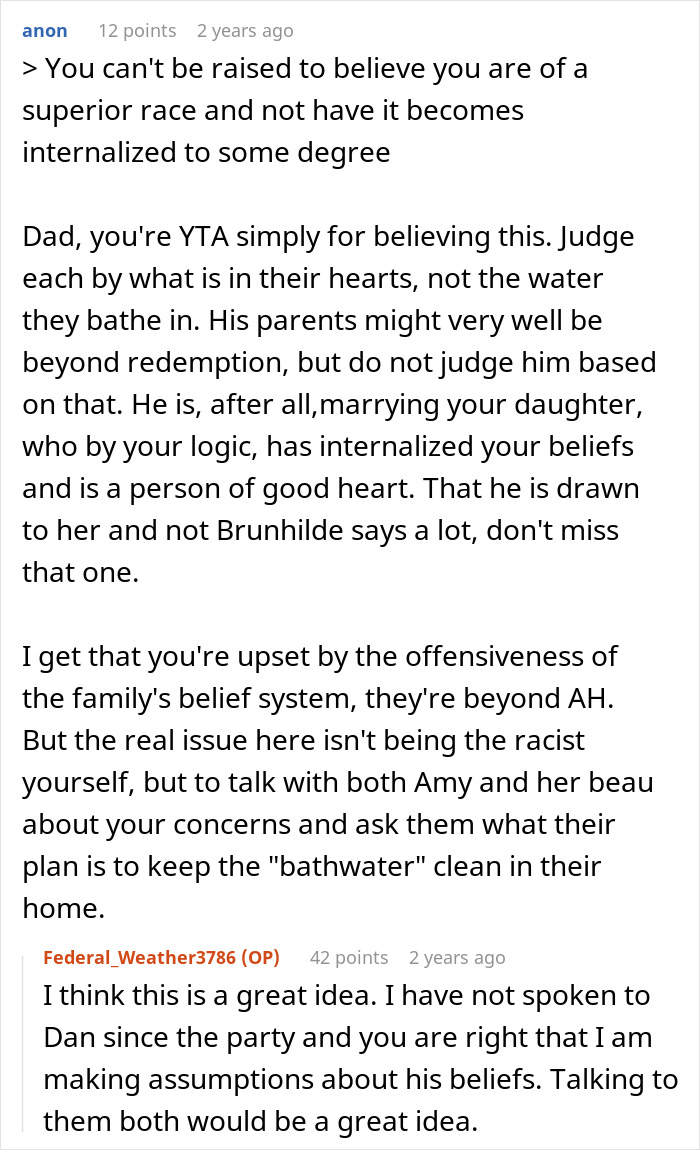 "AITA For Telling My Daughter She Cannot Marry A Racist?" "AITA For Telling My Daughter She Cannot Marry A Racist?"
