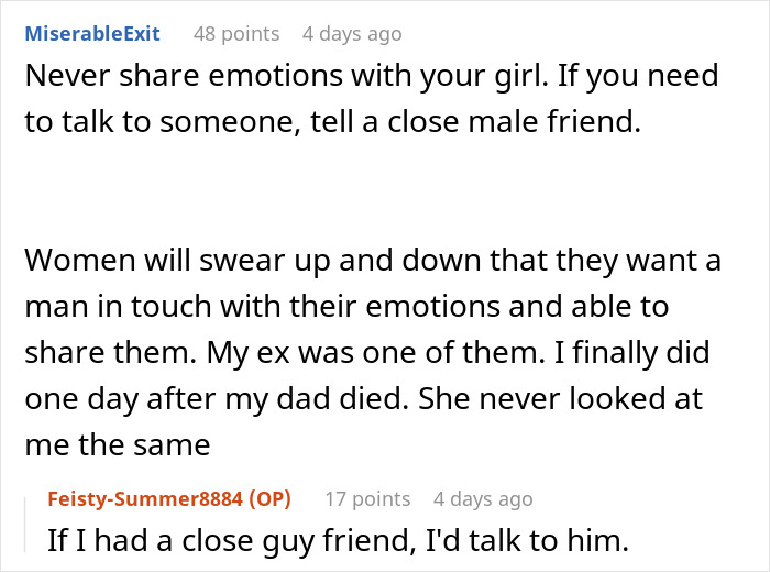 Man Opens Up To GF Of 2 Years, She Makes Fun Of Him Behind His Back Man Opens Up To GF Of 2 Years, She Makes Fun Of Him Behind His Back