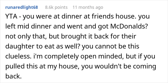 &ldquo;[Am I The Jerk] For Leaving Dinner To Get My Son McDonald's, Even Though Food Was Served?&rdquo;