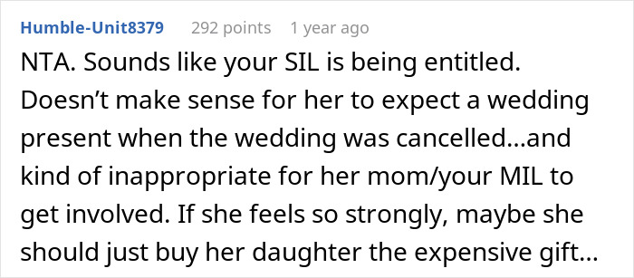 "AITA For Canceling A Wedding Gift When The Wedding Was Canceled?" "AITA For Canceling A Wedding Gift When The Wedding Was Canceled?"