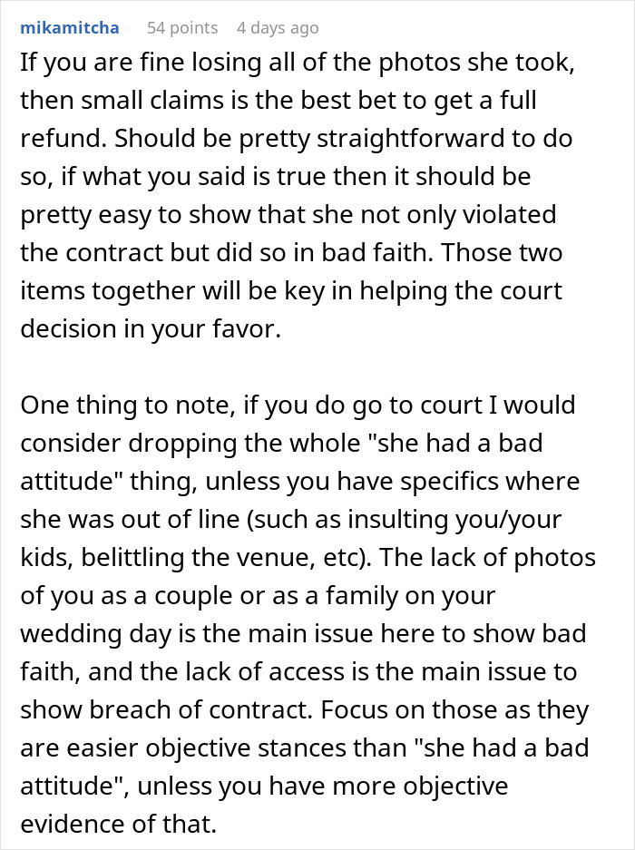 Woman Leaves Bad Review On Wedding Photographer, Gets All The Photos Taken Away