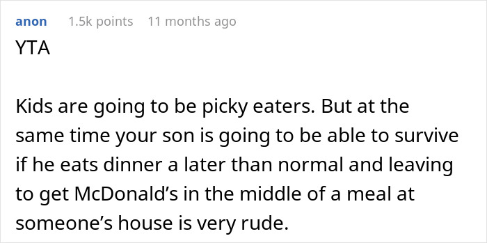 &ldquo;[Am I The Jerk] For Leaving Dinner To Get My Son McDonald's, Even Though Food Was Served?&rdquo;
