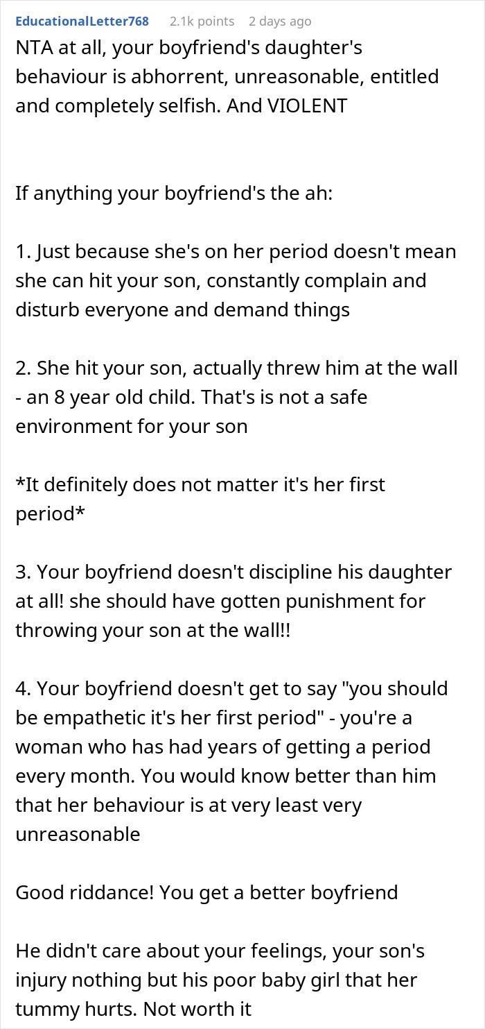 Woman Is Shocked By BF&rsquo;s Daughter&rsquo;s Extreme Behavior On Her Period, Ends Relationship Over The Drama