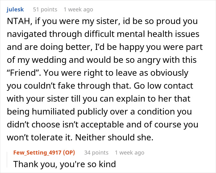 &ldquo;AITA For Leaving My Sister&rsquo;s Wedding Early After Her Maid Of Honor Humiliated Me In Her Speech?&rdquo;