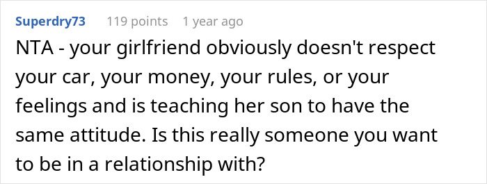 "AITA For Giving The Silent Treatment After My GF's Son Spilled In My Car?"