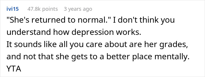 "AITA For Cancelling My Daughter's Therapy Because She Has Bad Grades?"