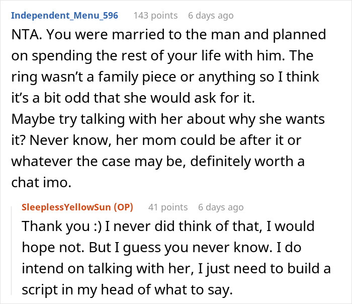 Widow Loves Wearing Her Necklace Made From Her Late Husband’s Wedding Band, SIL Wants It Widow Loves Wearing Her Necklace Made From Her Late Husband’s Wedding Band, SIL Wants It