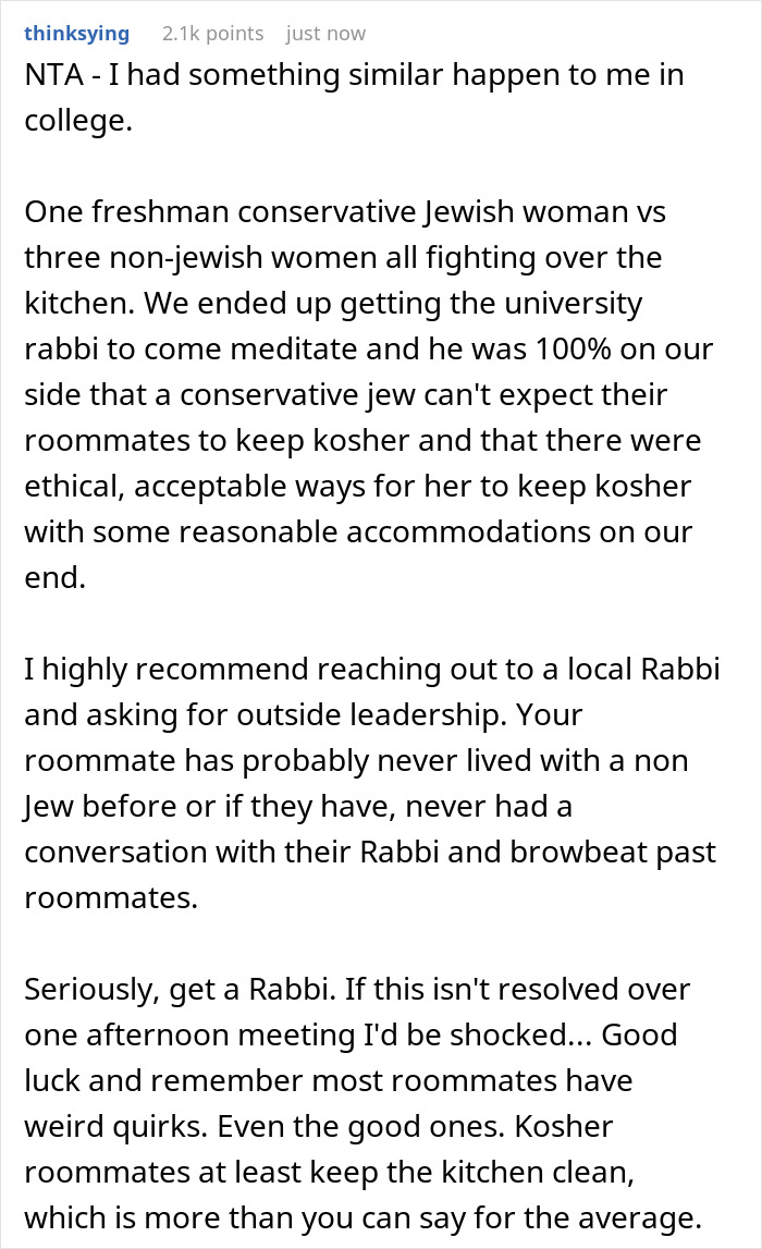 Man Seeks Guidance After Jewish Roommate Expects Him To Compromise His Lifestyle For His Religion