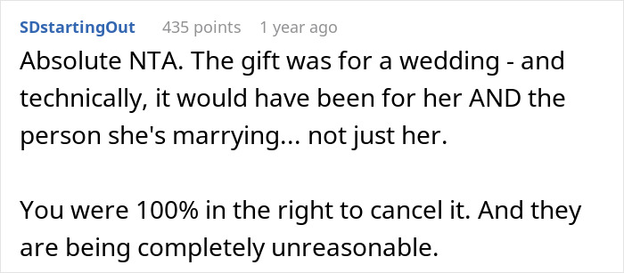 "AITA For Canceling A Wedding Gift When The Wedding Was Canceled?" "AITA For Canceling A Wedding Gift When The Wedding Was Canceled?"