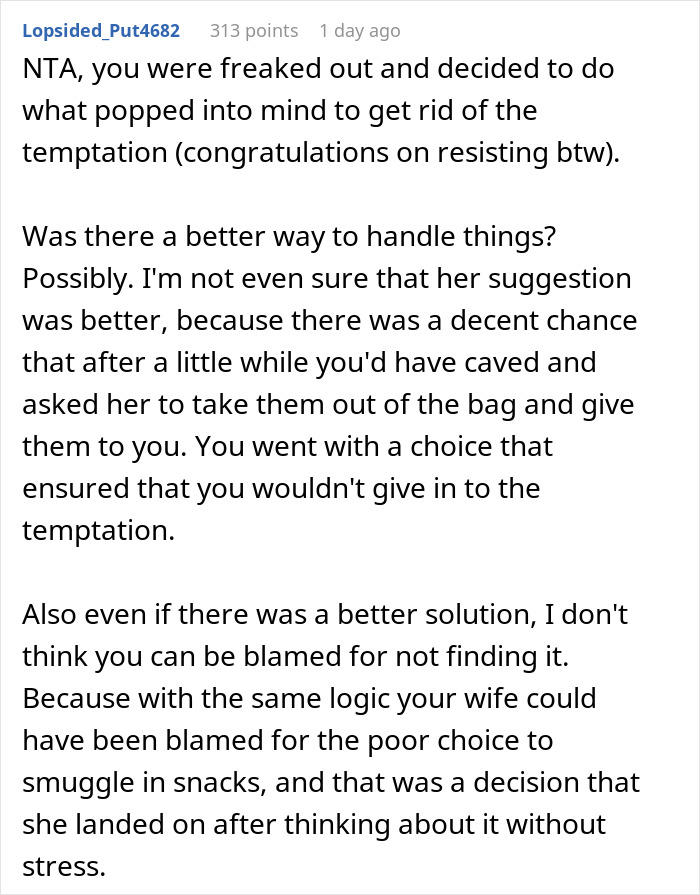 "AITA For Reporting My Wife For Bringing Me Snacks In The Hospital?"