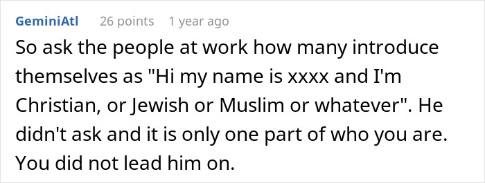 Woman Accused Of Not Telling Coworker Of Her Religion And "Leading Him On" Woman Accused Of Not Telling Coworker Of Her Religion And "Leading Him On"
