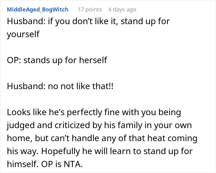 Woman Defends Herself Against In-Laws&rsquo; Criticism, Leaves Husband Fuming