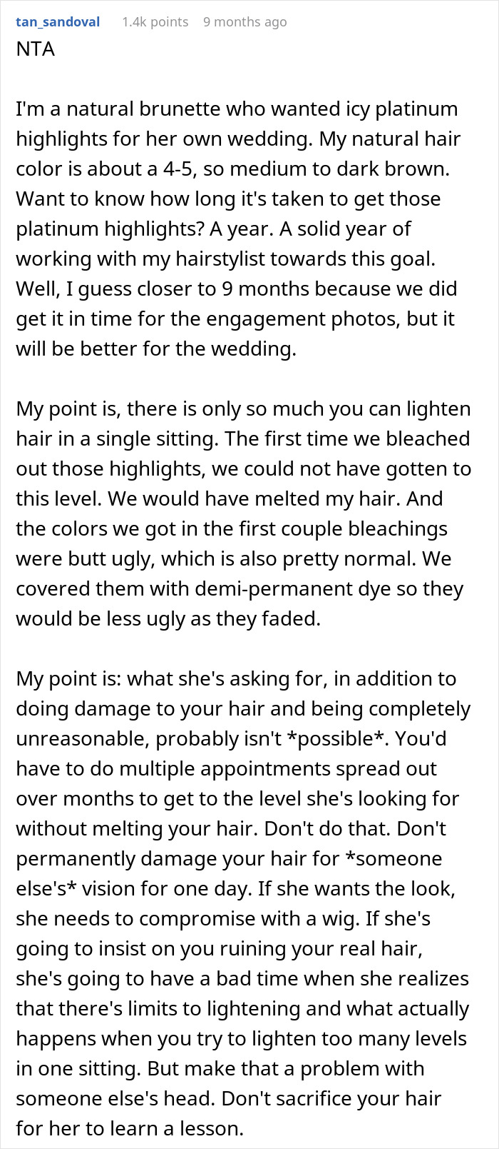 Couple Breaks Up After Bride Changes Her Mind About Making The Bridal Party Bleach Their Hair