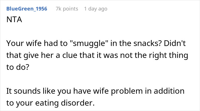 "AITA For Reporting My Wife For Bringing Me Snacks In The Hospital?"