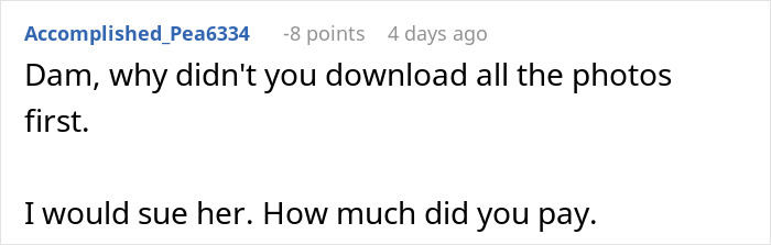 Woman Leaves Bad Review On Wedding Photographer, Gets All The Photos Taken Away