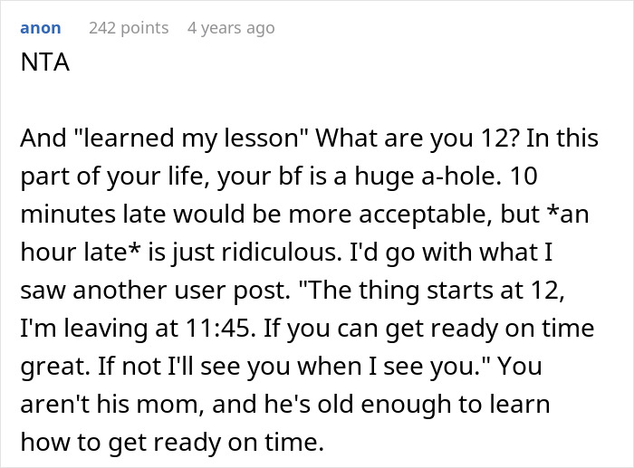 Woman Lies To BF About Event Start Date Because She's Tired Of His Selfish Behavior Woman Lies To BF About Event Start Date Because She's Tired Of His Selfish Behavior