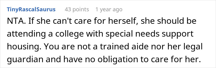Family Enraged After Roommate Refuses To Be A Caretaker For Their Perfectly Capable Autistic Daughter Family Enraged After Roommate Refuses To Be A Caretaker For Their Perfectly Capable Autistic Daughter