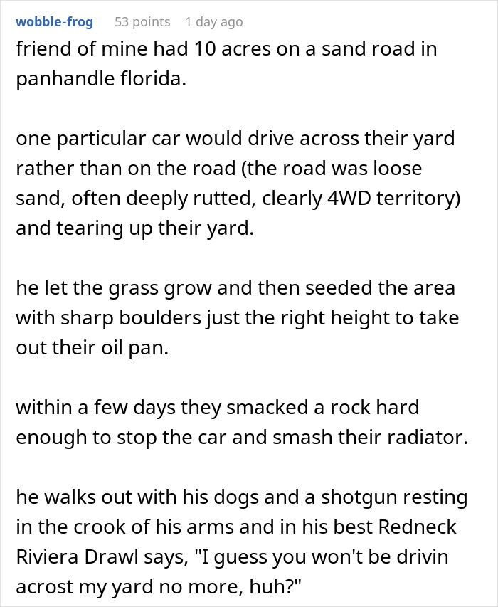 Woman Prevents Random Truck From Passing Through Her Property By Hiding Star Pickets In Her Lawn