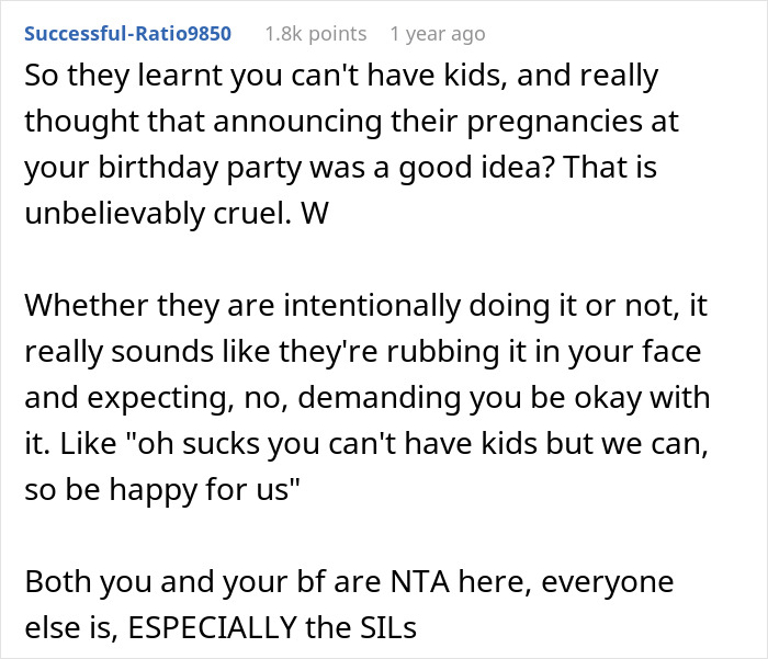 Woman Leaves Her Birthday Party After SILs&rsquo; Pregnancy Announcement, Gets Blamed For Ruining It
