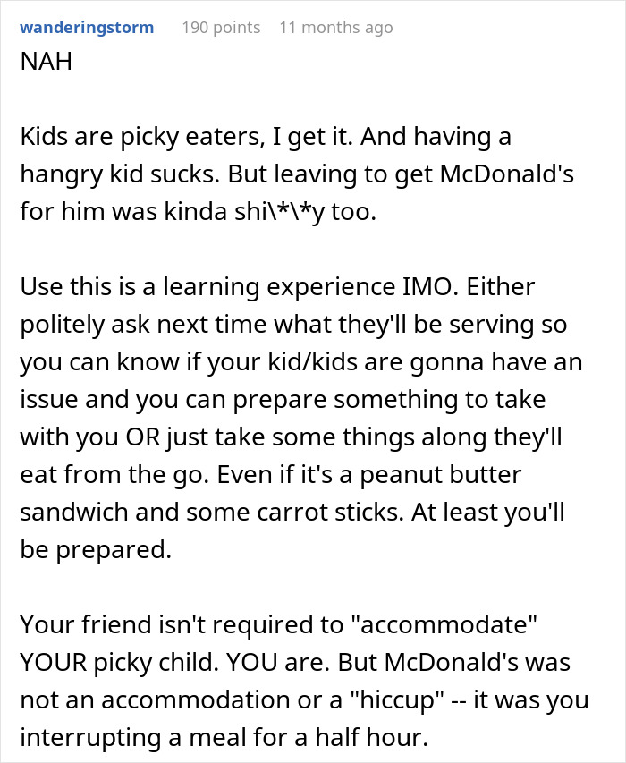 &ldquo;[Am I The Jerk] For Leaving Dinner To Get My Son McDonald's, Even Though Food Was Served?&rdquo;