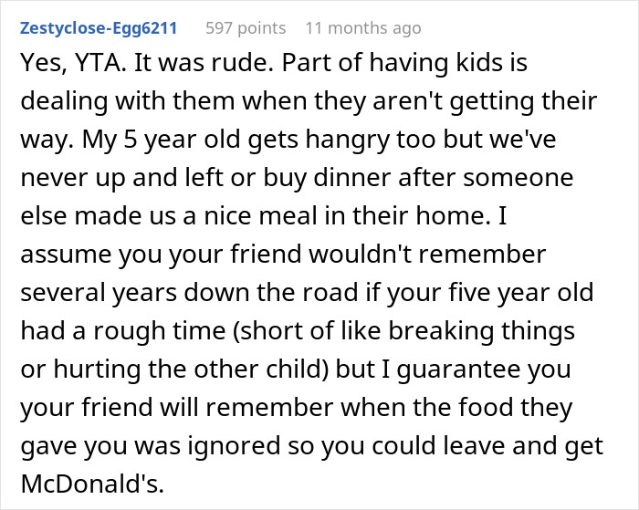 &ldquo;[Am I The Jerk] For Leaving Dinner To Get My Son McDonald's, Even Though Food Was Served?&rdquo;