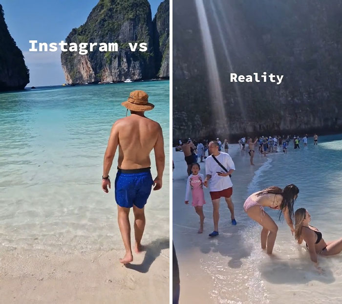 Instagram vs. Reality On Maya Beach In Thailand