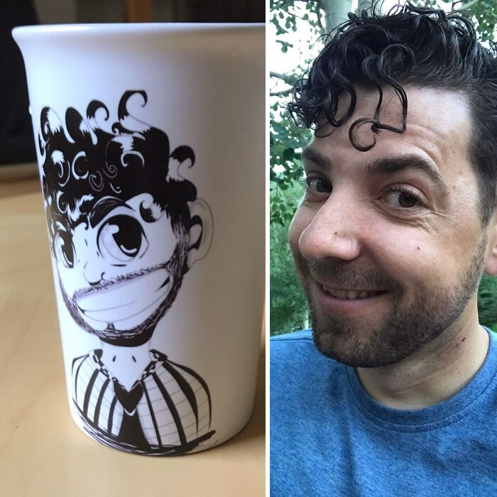 My 12-Year-Old Daughter Illustrated A Portrait Of Me And Put It On A Mug For Father's Day