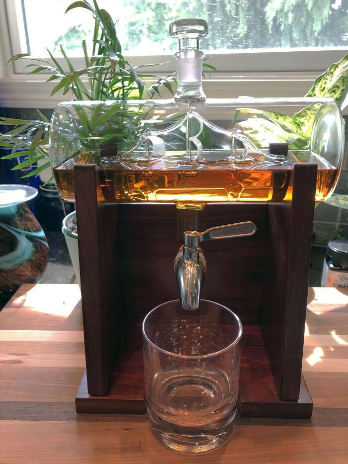 Early Father’s Day Gift From My Girls. Whiskey Dispenser With A Ship In The Decanter