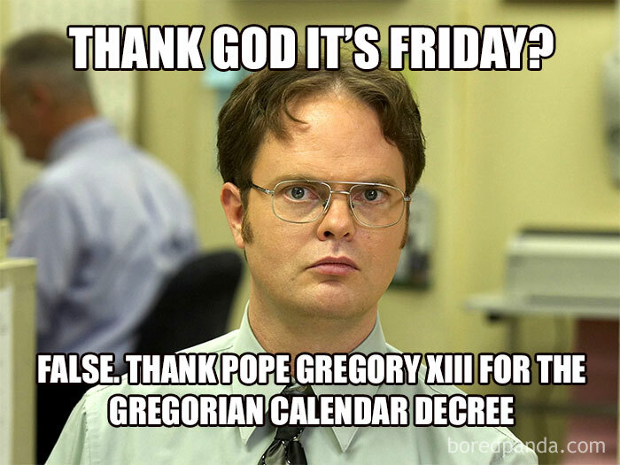 Funny office meme featuring a character correcting Friday misconception, perfect for happy Friday vibes.