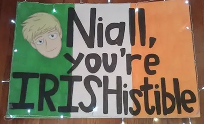 This Sign With A Cartoon Drawing Of Niall