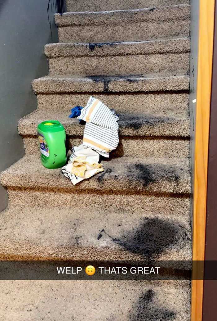 Wife Spilled Black Paint All Down Our Stairs