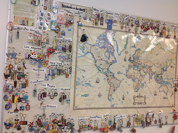 My Biology Teachers' Wall Of Key Chains