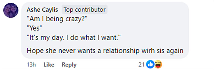 Comment discussing a bride questioning her request for MOH to cover tattoo sleeves.