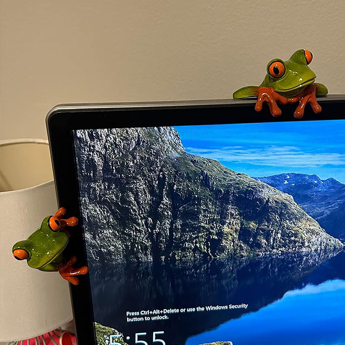 Bring A Little Rainforest Flare To Your Cubicle With This Resin Frog Decor