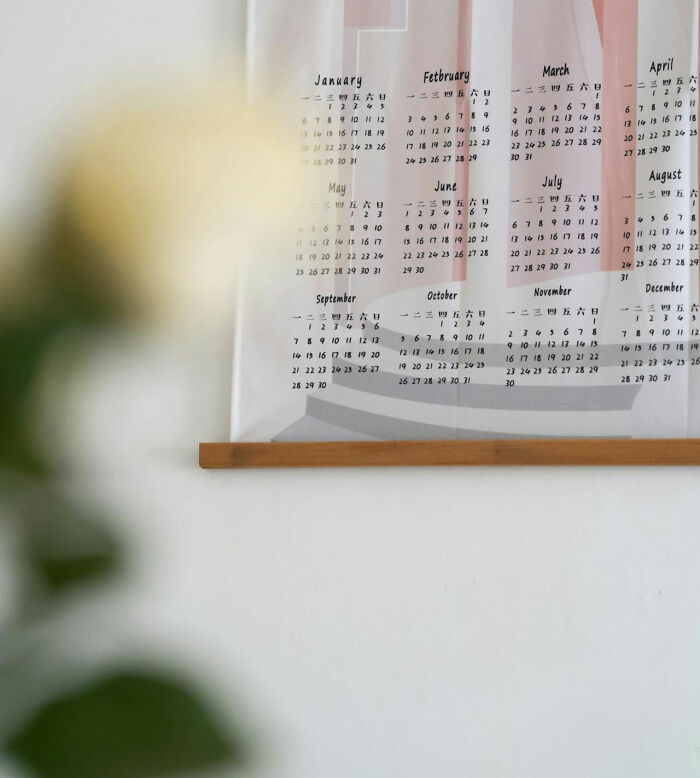 Wall calendar showing all months, representing dad humor.