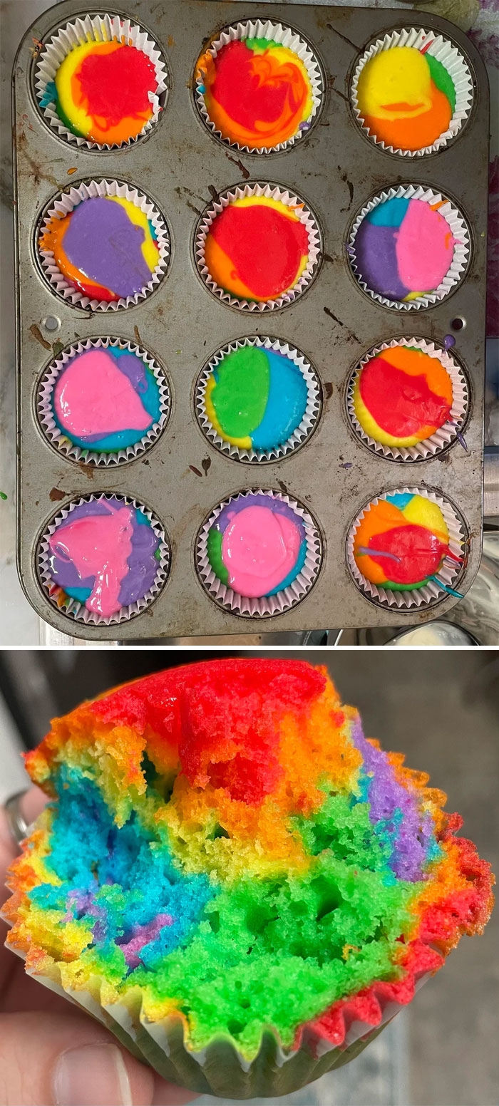My Mom And I Made Rainbow Cupcakes!