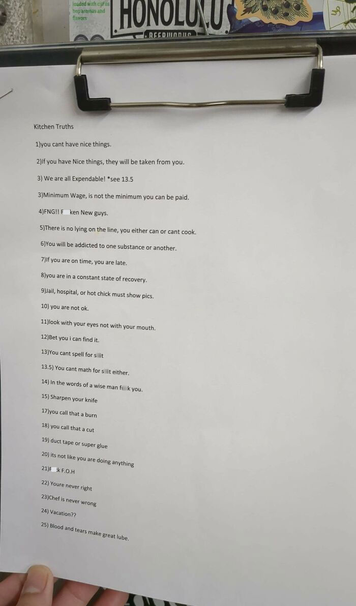 My Demented Chefs Rules Aka "Kitchen Truths"