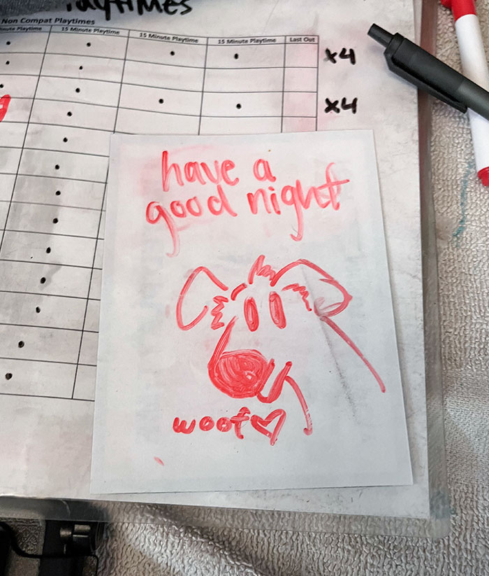 I Work At A Doggy Daycare And One Of My Coworkers Left This For Me At My Station