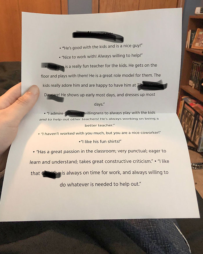 At My Daycare Job, We Did A Little Assignment Where We Had To Say What We Admire About Our Coworkers. This Is What My Coworkers Had To Say About Me. This Really Made Me Smile